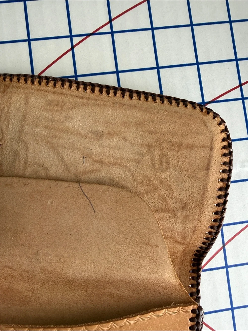 Vintage Hand Tooled Leather Wallet Clutch Southwestern Desert Cactus Whipstitch